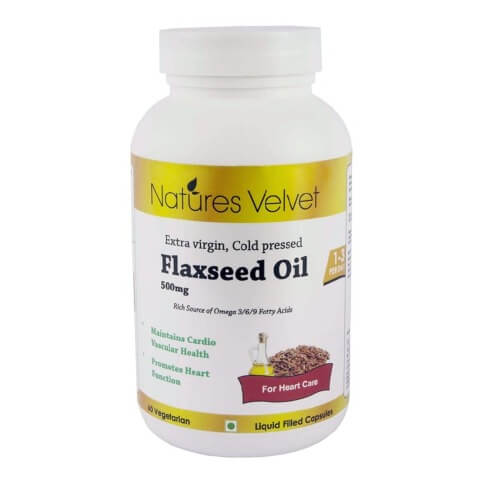 Natures Velvet Extra Virgin Cold Pressed Flaxseed Oil (500 mg), 60 capsules