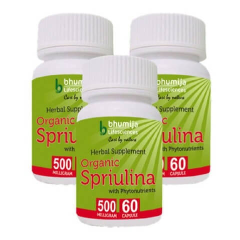 Bhumija Organic Spirulina (Pack of 3), 60 capsules Bhumija Organic Spirulina (Pack of 3), 60 capsules