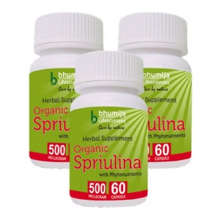 Bhumija Organic Spirulina (Pack of 3), 60 capsules