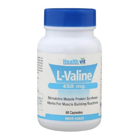 Healthvit L-Valine (450 mg),  60 capsules  60 Servings  Unflavoured 