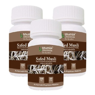 Bhumija Safed Musli (Pack of Three), 60 capsules