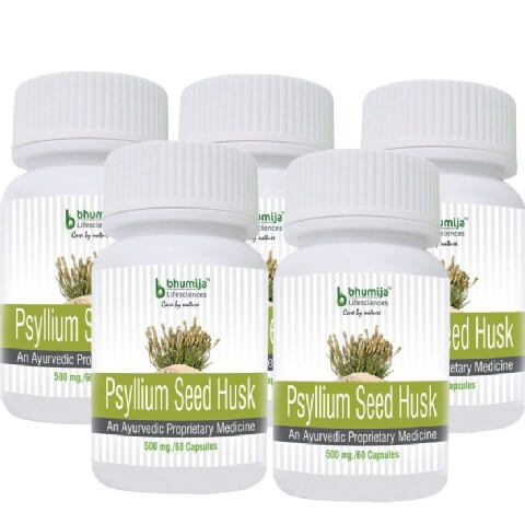Bhumija Psyllium Seed Husk (Pack of 5), 60 capsules Bhumija Psyllium Seed Husk (Pack of 5), 60 capsules