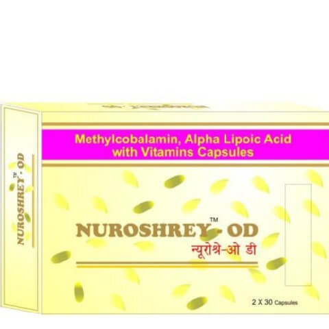 Shrey's Nuroshrey-OD (Methylcobalamin & Folic Acid), 60 capsules Shrey's Nuroshrey-OD (Methylcobalamin & Folic Acid), 60 capsules