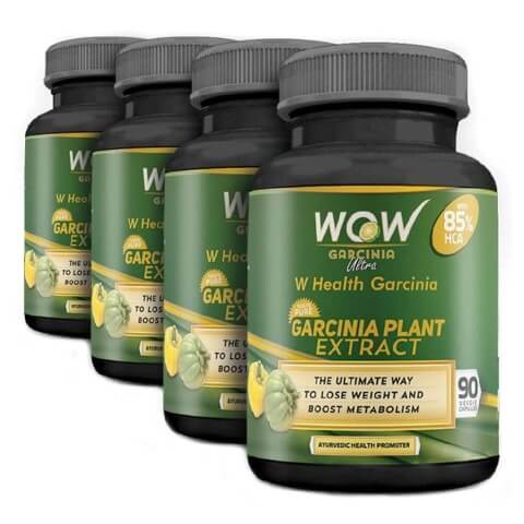 WOW Garcinia Plant Extract 85% HCA (Pack of 4),  90 veggie capsule(s) 