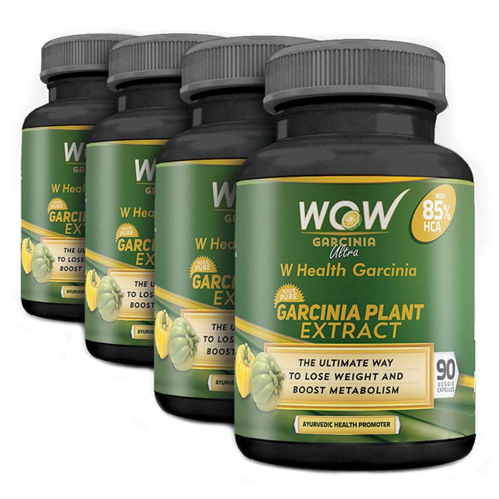 WOW Garcinia Plant Extract 85% HCA (Pack of 4),  90 veggie capsule(s) 