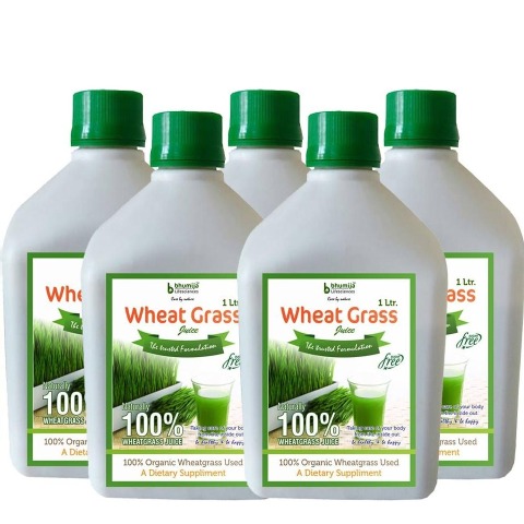Bhumija Wheat Grass Juice - Pack of 5, Sugar Free 1 L Bhumija Wheat Grass Juice - Pack of 5, Sugar Free 1 L