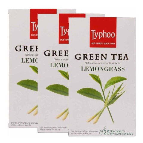 Typhoo Green Tea, 25 Piece(s)/Pack Lemon Grass - Pack of 3 Typhoo Green Tea, 25 Piece(s)/Pack Lemon Grass - Pack of 3