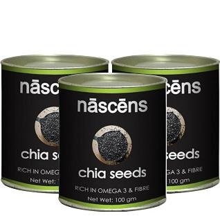 Nascens Chia Seeds, 100 g - Pack of 3 Nascens Chia Seeds, 100 g - Pack of 3