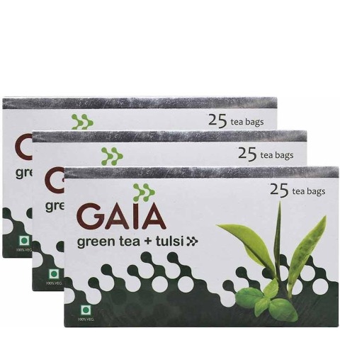 GAIA Green Tea & Tulsi, 25 Piece(s)/Pack Tulsi - Pack of 3 GAIA Green Tea & Tulsi, 25 Piece(s)/Pack Tulsi - Pack of 3