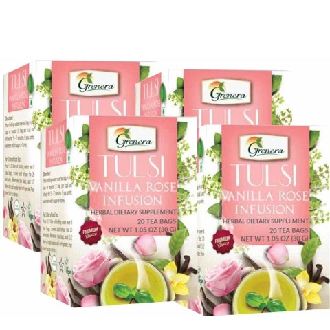 Grenera Tulsi Vanilla Rose Infusion, Tulsi,Vanilla & Rose 20 Piece(s)/Pack - Pack of 4 Grenera Tulsi Vanilla Rose Infusion, Tulsi,Vanilla & Rose 20 Piece(s)/Pack - Pack of 4