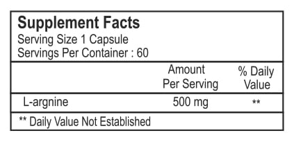 Healthvit L-Arginine (500mg),  60 capsules 