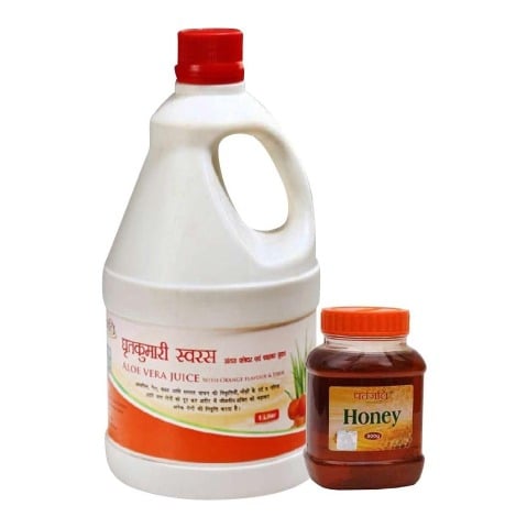 Patanjali Aloe Vera Juice Orange + Pure Honey Combo Patanjali Aloe Vera Juice Orange + Pure Honey Combo