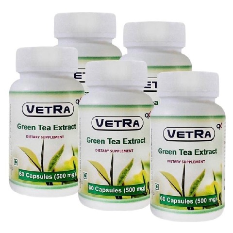 Vetra Green Tea Extract (500 mg) - Pack of 5 60 capsules Unflavoured Vetra Green Tea Extract (500 mg) - Pack of 5 60 capsules Unflavoured