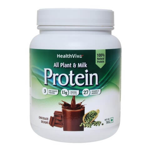 HealthViva All Plant & Milk Protein,  2.2 lb  Chocolate 