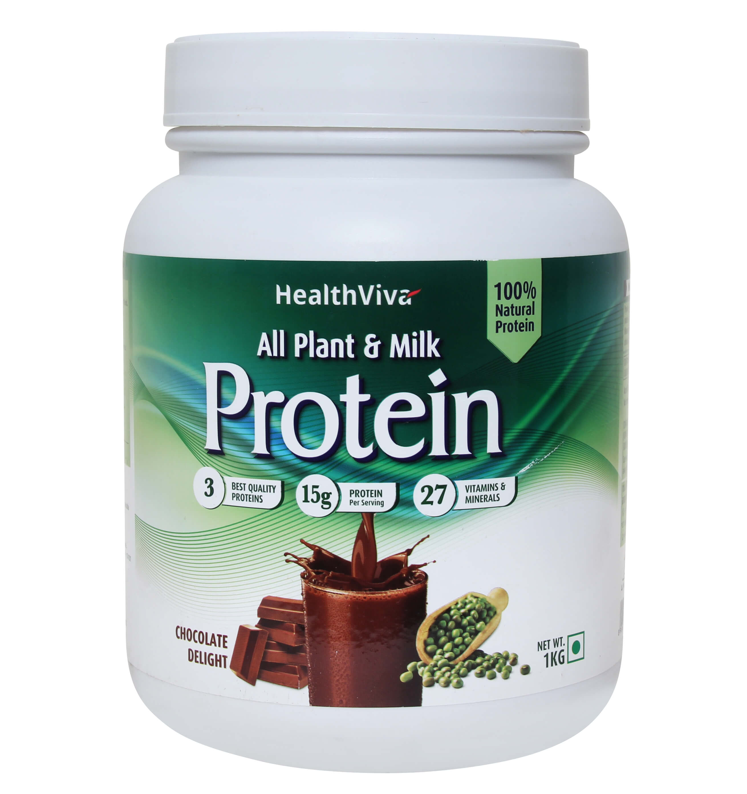 HealthViva All Plant & Milk Protein,  2.2 lb  Chocolate 