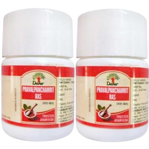 Dabur Praval Panchamrit Ras, 20 tablet(s) - Pack of 2 Dabur Praval Panchamrit Ras, 20 tablet(s) - Pack of 2