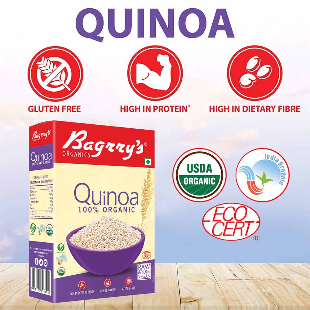 5 - Bagrrys 100% Organic Quinoa,  500 g  Unflavoured 