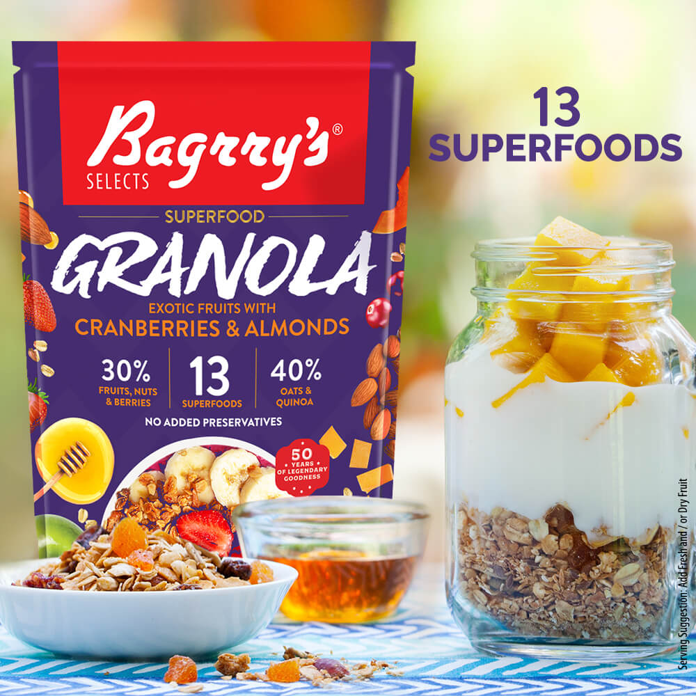 2 - Bagrrys Granola,  Exotic Fruits with Cranberries & Almonds  400 g 