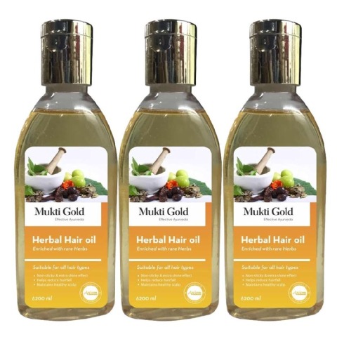 Axiom Mukti Gold Herbal Hair Oil,  200 ml  for All Hair Types Pack of 3 