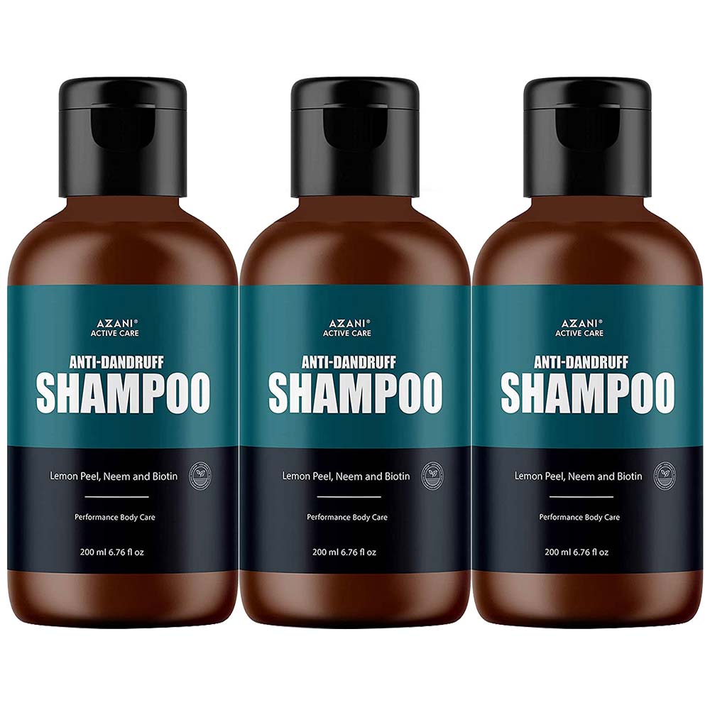 1 - Azani Active Care Anti Dandruff Shampoo,  200 ml  with Lemon Peel, Neem & Biotin (Pack of 3) 