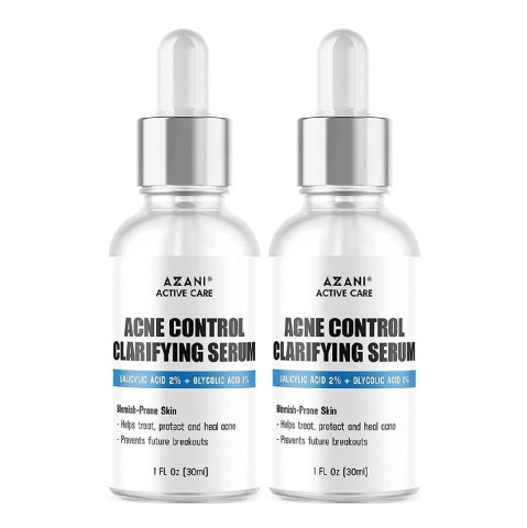 1 - Azani Active Care Acne Control Clarifying Serum,  30 ml  Salicylic Acid 2% & Glycolic Acid 1% (Pack of 2) 