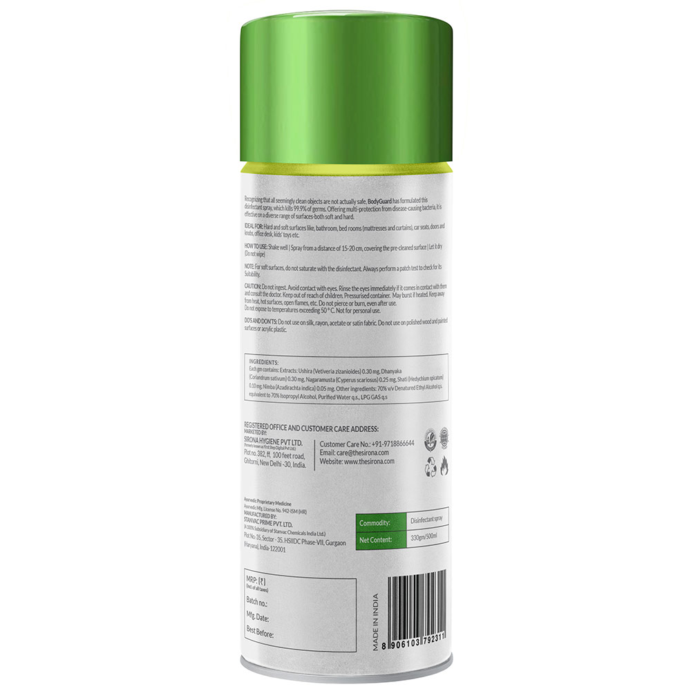 8 - BodyGuard Multiprotect Disinfectant Spray,  Fruity Floral  500 ml  Kills 99.9% of Germs 