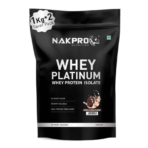 1 - Nakpro Whey Platinum Whey Protein Isolate, 2.2 lb Cookies & Cream (Pack of 2)
