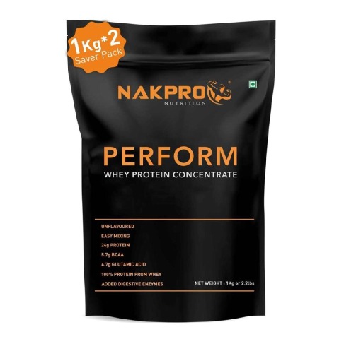 1 - Nakpro Perform Whey Protein Concentrate, 2.2 lb Unflavoured (Pack of 2)