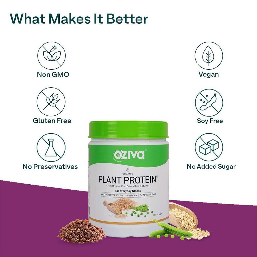 5 - Oziva Organic Plant Protein,  500 g  Unflavoured 