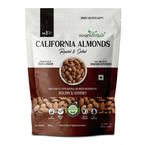 1 - NourishVitals California Almonds, Roasted & Salted 200 g