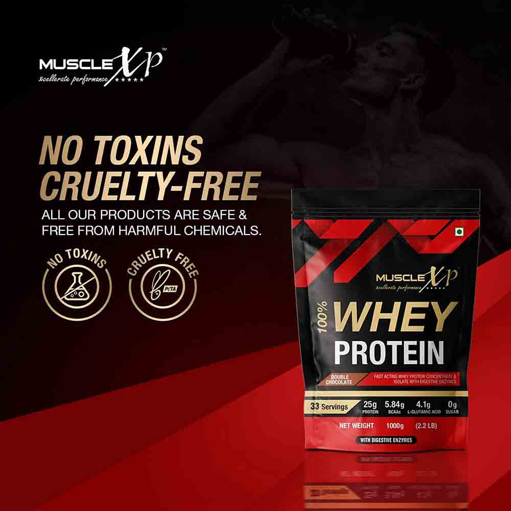 7 - MuscleXP 100% Whey Protein with Digestive Enzyme,  2.2 lb  Double Chocolate Pack of 2 