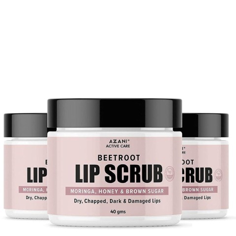 1 - Azani Active Care Beetroot Lip Scrub,  40 g  Dry Chapped Dark & Damaged Lips Pack of 3 