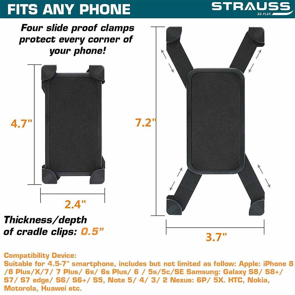 4 - Strauss Bicycle Mobile Holder,  Black 