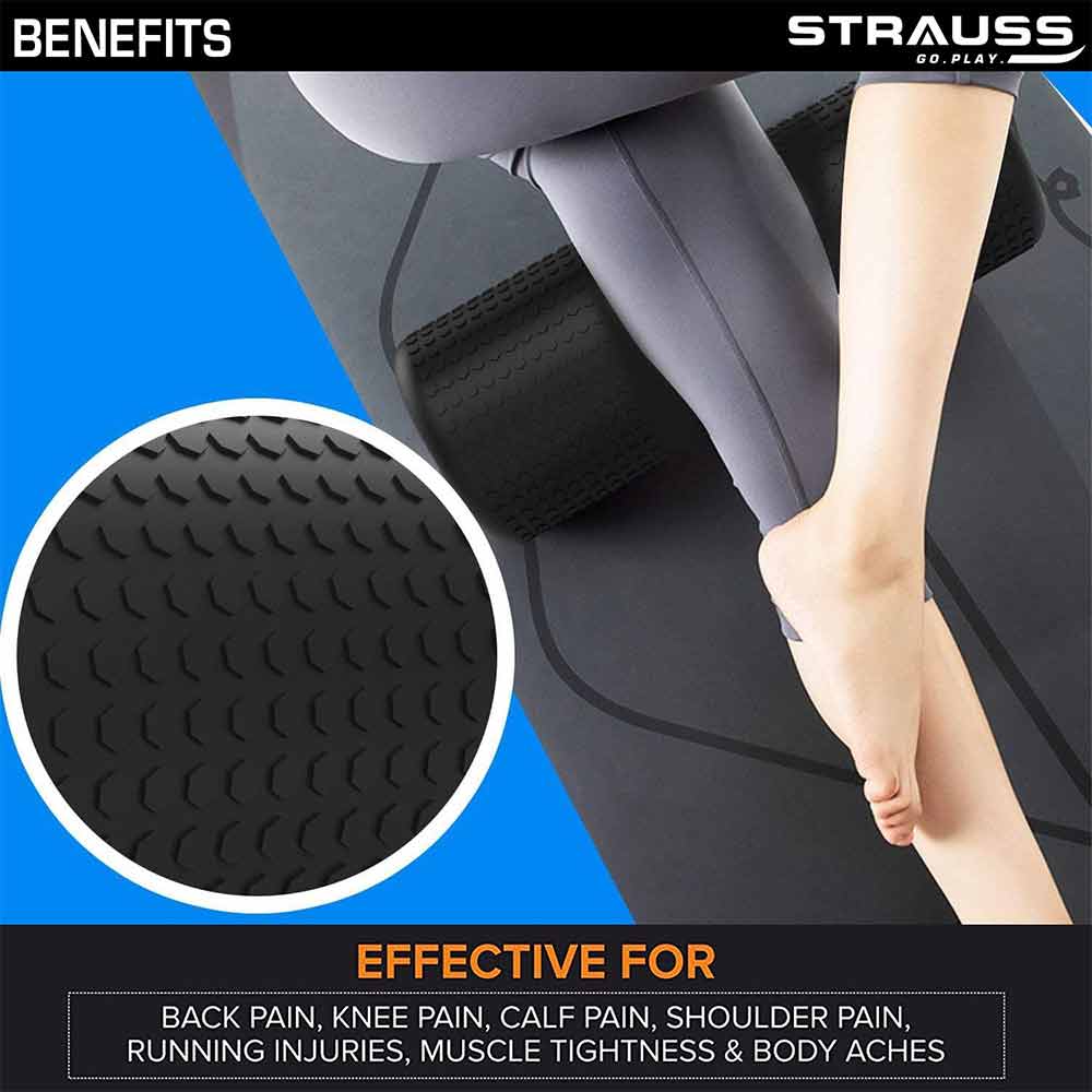 3 - Strauss Standard Yoga Massage Eva Foam Roller,  Black  45cm 