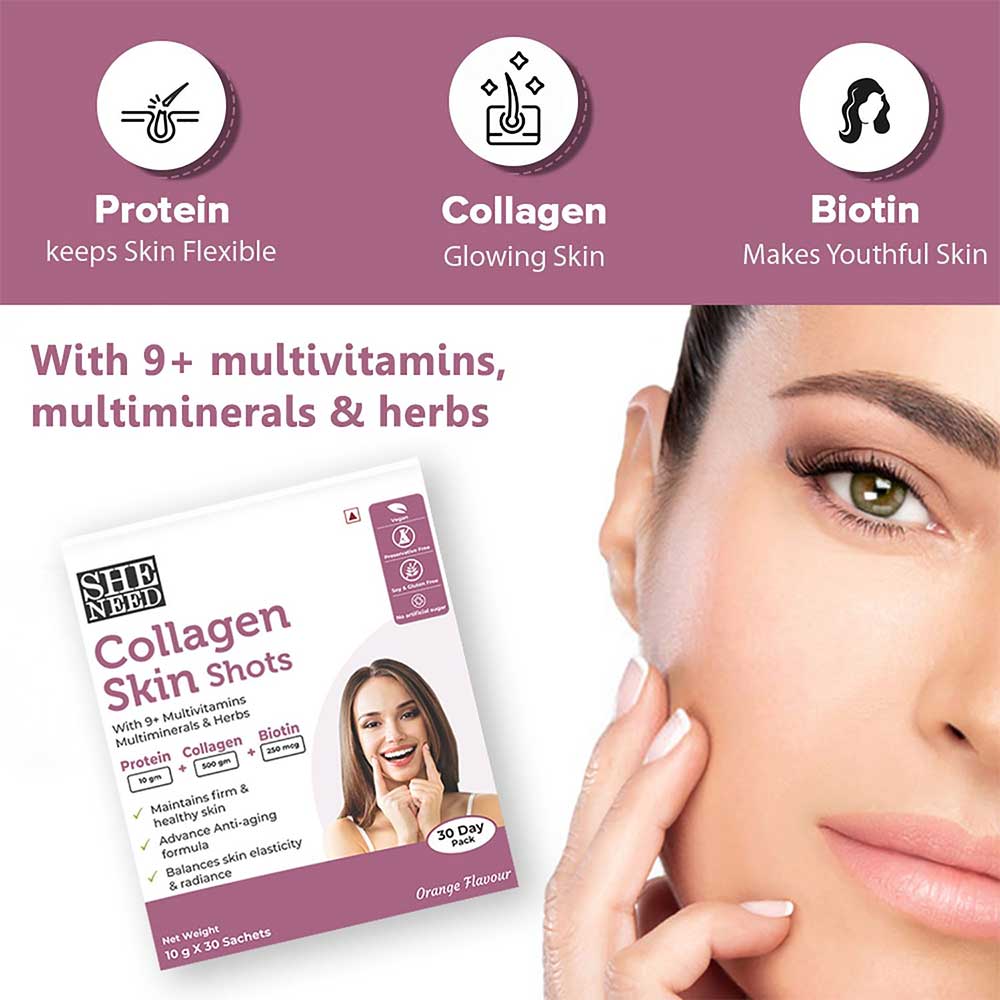 4 - SheNeed Collagen Skin Shot,  30 sachets/pack  Orange 