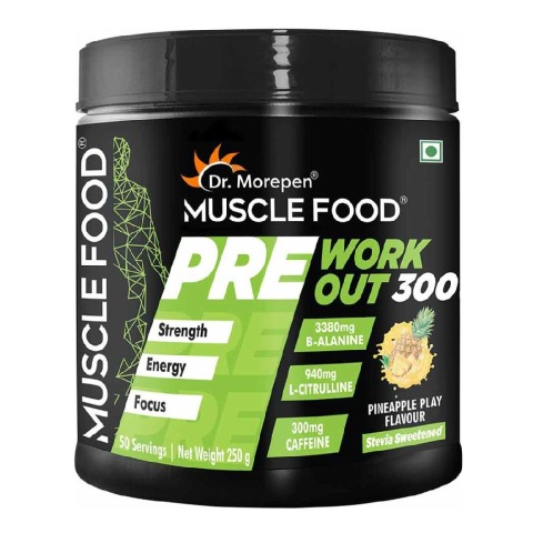 1 - Dr. Morepen Muscle Food Pre Workout 300, 0.55 lb Pineapple Play