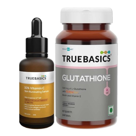 3 - TrueBasics Glutathione + Nutroxsun 30 tablets + Vitamin C Serum Combo,  30 ml  Unflavoured 