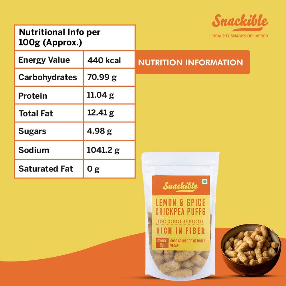 3 - Snackible Chickpea Puffs,  Lemon & Spice  35 g 
