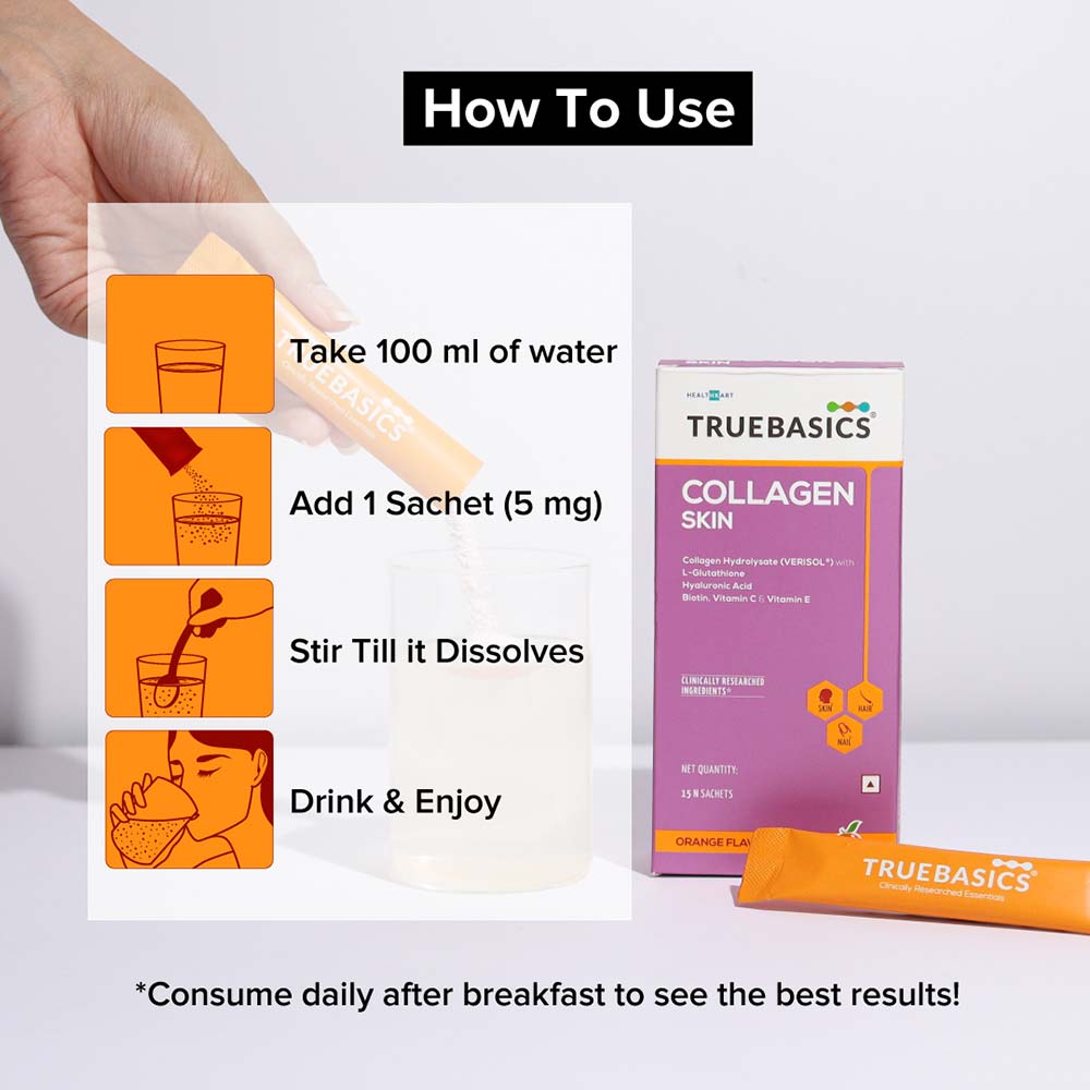 1 - TrueBasics Collagen Skin 15 units Collagen Flavour + Vitamin C Serum Combo,  30 ml  Unflavoured