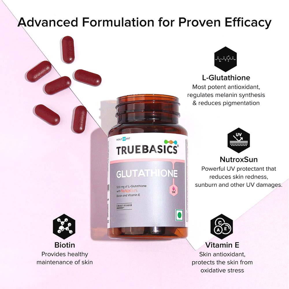 TrueBasics Glutathione + Nutroxsun 30 tablets + Vitamin C Serum Combo, 30 ml Unflavoured online in India TrueBasics Glutathione + Nutroxsun 30 tablets + Vitamin C Serum Combo, 30 ml Unflavoured online in India