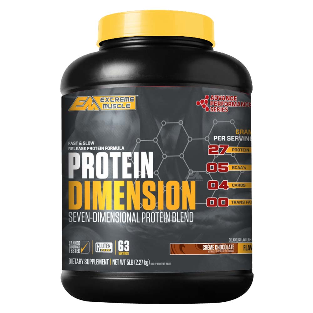 Extreme Muscle Advance Performance Series Protein Dimension,  5 lb  Creme Chocolate 