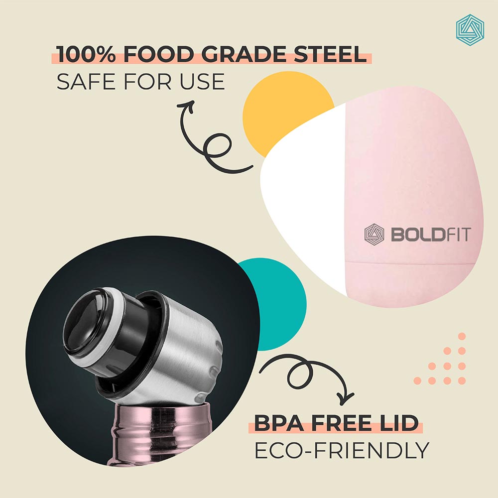 4 - Boldfit Stainless Steel Water Bottle,  Pink  1 L 