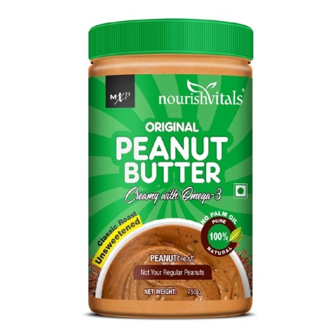 NourishVitals Original Peanut Butter, 0.750 kg Creamy with Omega 3