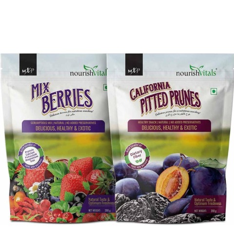 1 - NourishVitals Healthy Munching Combo, Mix Berries + California Pitted Prunes 2 Piece(s)/Pack