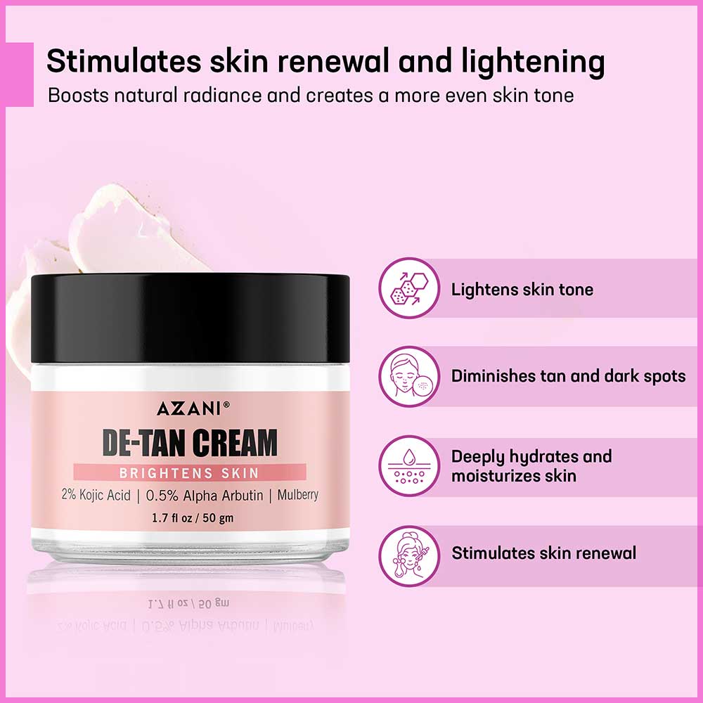 8 - Azani Active Care De-Tan Cream,  50 g  Reduces Tan & Brightens Skin (Pack of 3) 