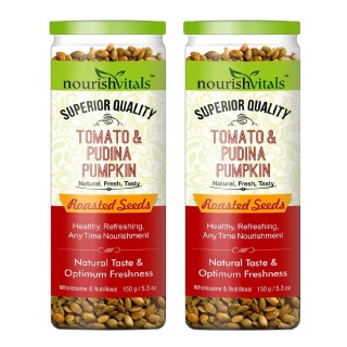 NourishVitals Tomato & Pudina Pumpkin Roasted Seeds, Unflavoured (Pack of 2) 0.150 kg