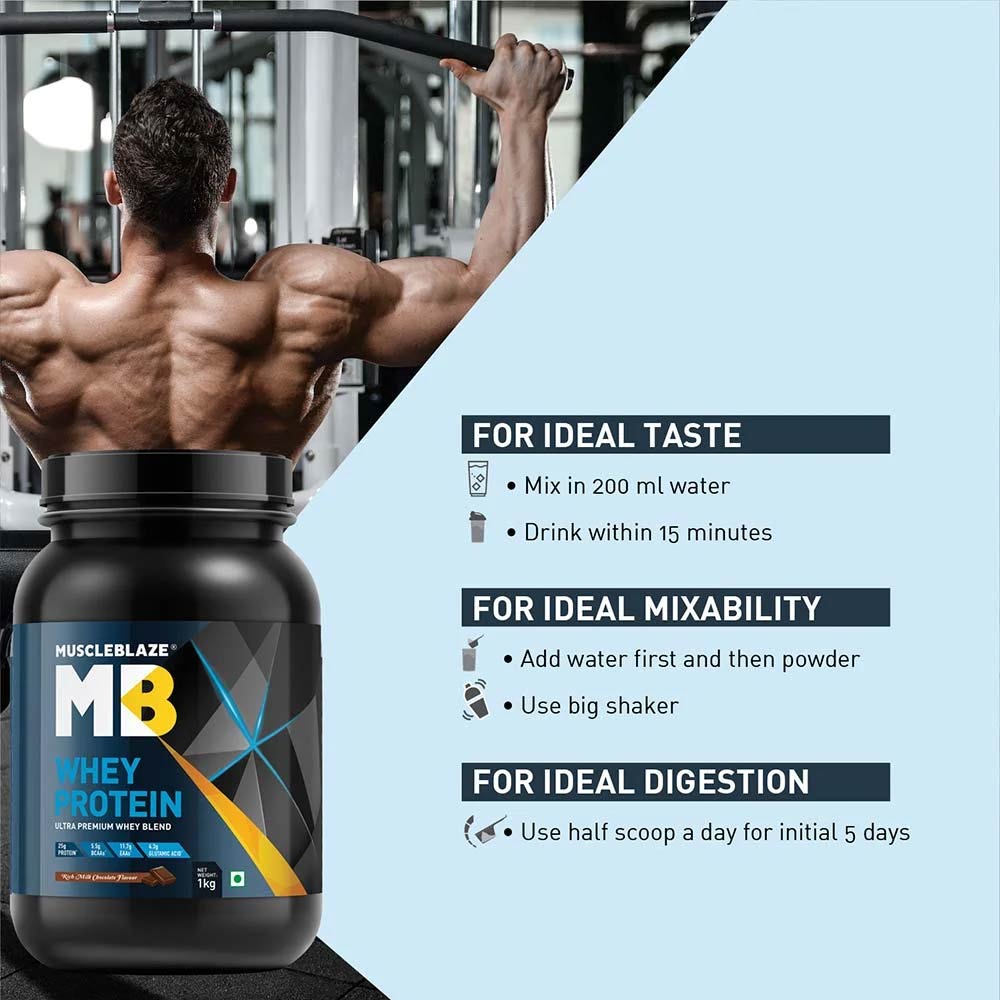 6 - MuscleBlaze Whey Protein  OP,  2.2 lb  Rich Milk Chocolate 