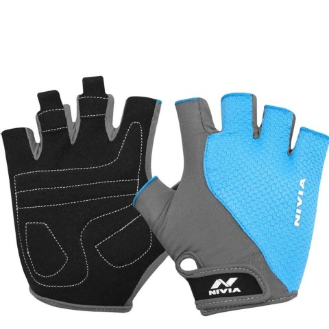 4 - Nivia Coral Sports Gloves,  Sky Blue/Grey  Large 