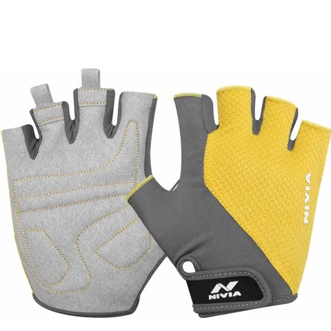 1 - Nivia Coral Sports Gloves,  Yellow/Grey  Medium 