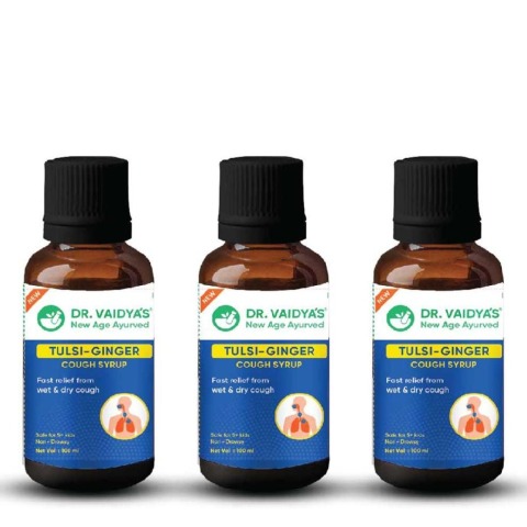 1 - Dr. Vaidya's Tulsi-Ginger Cough Syrup (Pack of 3),  100 ml 